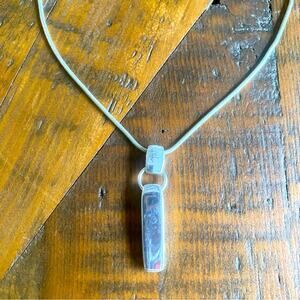 Anne Klein necklace silver tone bar with rectangular pendant